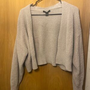 Forever 21 Light Tan Teddy Bear Soft Cozy Cropped Cardigan/Shrug